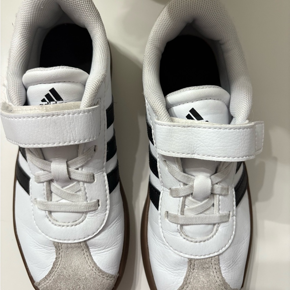 Adidas Kids White and Black Velcro Sneakers